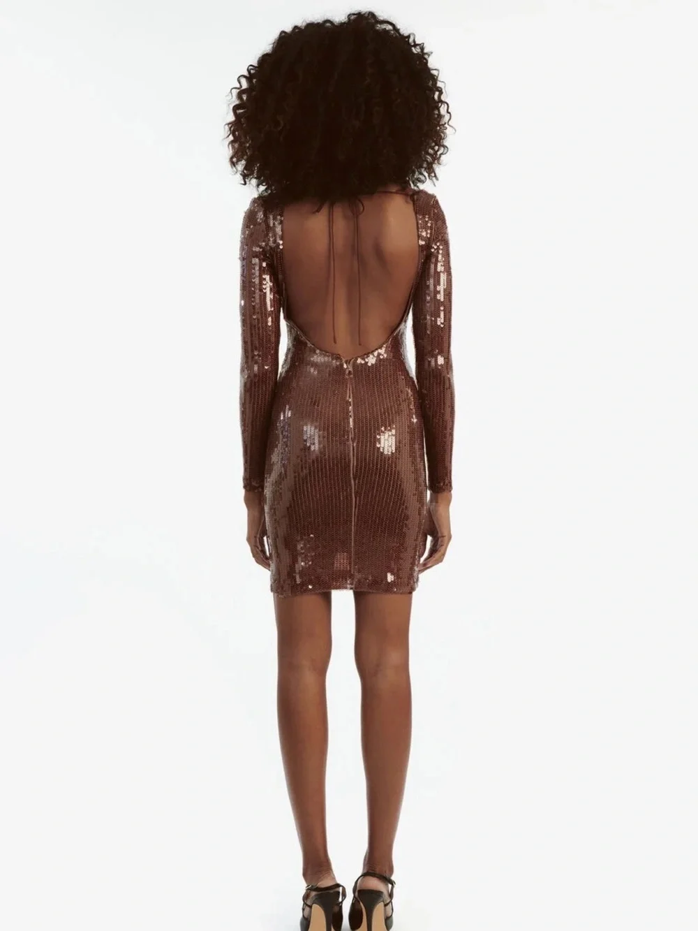 Bardot Verona Sequin Mini Dress In Chocolate size 12 - Picture 2 of 5